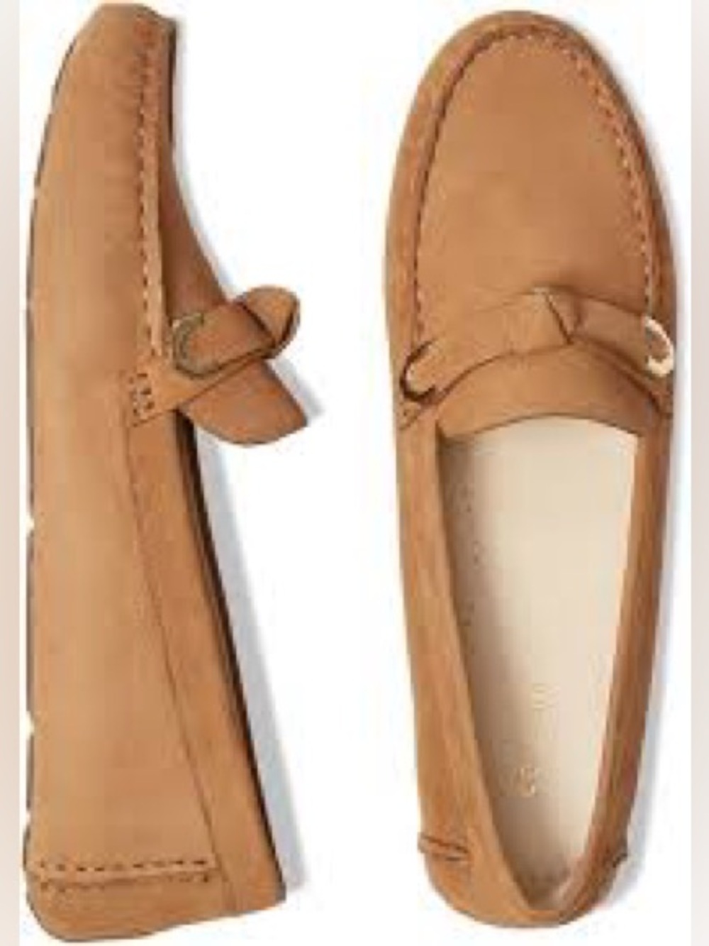 Cole Haan Evelyn Bow Driver Loafers Birch Beige Nubuck Suede Women’s 7B - Picture 2 of 16